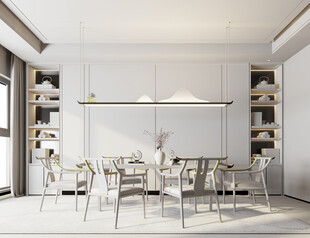 新中式家居装修复古风餐厅餐边柜