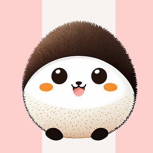 手绘卡通胡子小怪兽