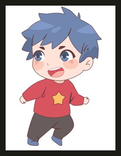 手绘儿童男孩