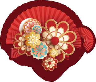 喜庆中国风新春扇子元素