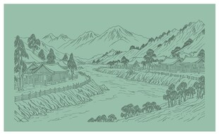 山水线稿