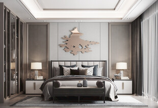 中复古式卧室空间极简现代简约风