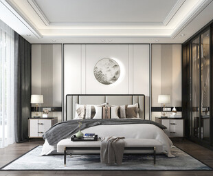 中复古式卧室空间极简现代简约风