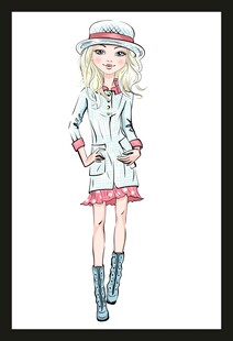 手绘时装模特