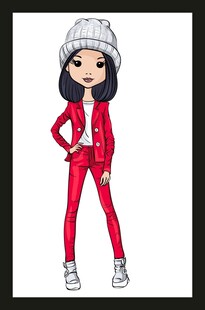 手绘时装模特