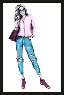 手绘时装模特