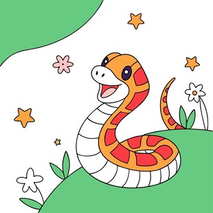 蛇年可爱卡通插画