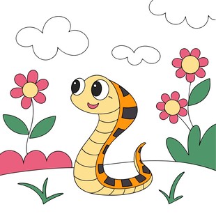 蛇年可爱卡通插画