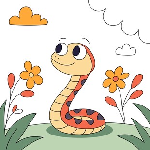 蛇年可爱卡通插画