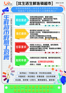 生鲜超市招聘假期工招聘启示