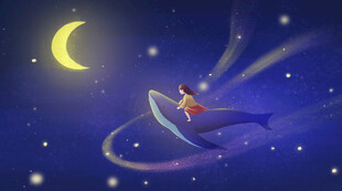 星空梦幻鲸鱼装饰画