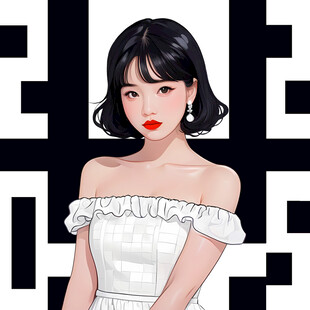 手绘卡通美女