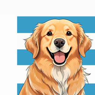 手绘卡通金毛猎犬