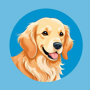 手绘卡通金毛猎犬