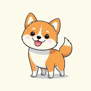 手绘卡通柴犬