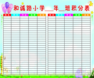 小学班级积分表