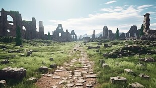 古罗马古希腊废墟场景