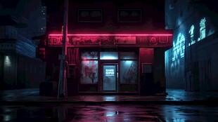 夜间都市霓虹街道