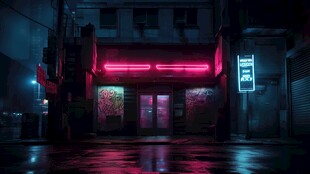 夜间都市霓虹街道