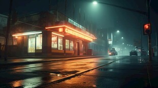 夜间都市霓虹街道