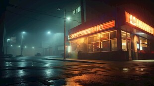 夜间都市霓虹街道