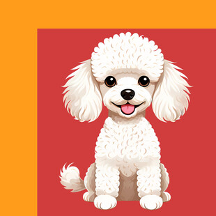 手绘卡通贵宾犬