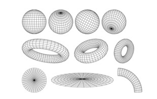 线描三维空间3D图形矢量元素