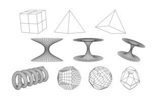 线描三维空间3D图形矢量元素