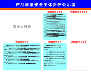 产品质量安全主题责任公示牌