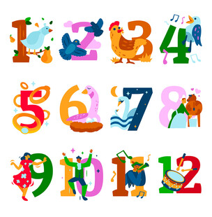 可爱卡通数字插画元素