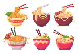 面条拉面矢量卡通插画