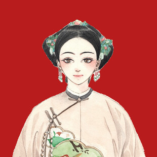 手绘清朝美女