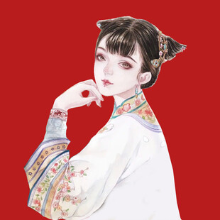 手绘清朝美女 