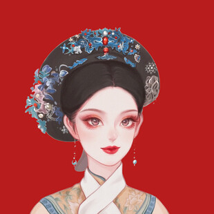 手绘清朝美女