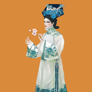 手绘清朝美女