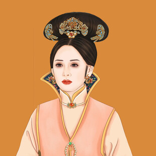 手绘清朝美女