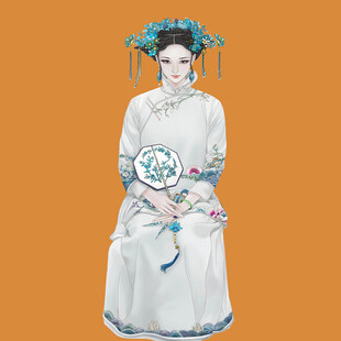 手绘清朝美女