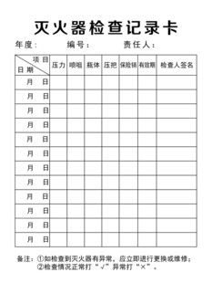 灭火器检查登记卡