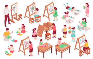 幼儿班儿童绘画插画