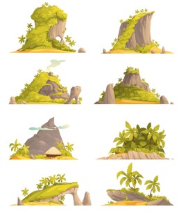 卡通海岛插画元素