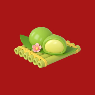 手绘艾草青团 