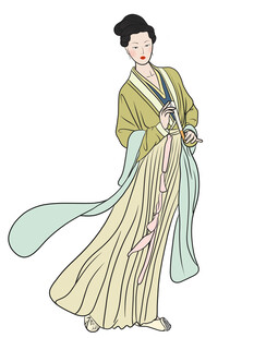 古风美女 手绘 白描图 