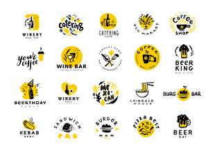 酒吧啤酒美食LOGO标签元素