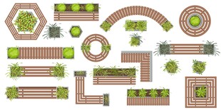 公园花坛矢量插画