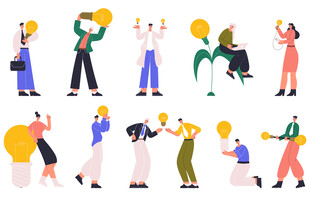 创意头脑思维扁平人物插画