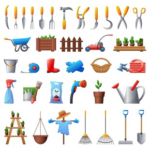 园艺工具卡通插画