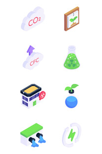 化学化工厂等距插画