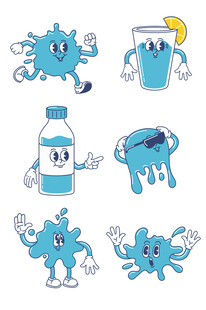 纯净水水滴卡通元素