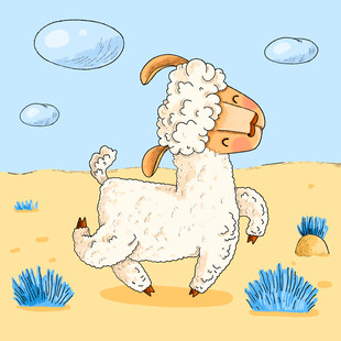 可爱卡通绵羊插画