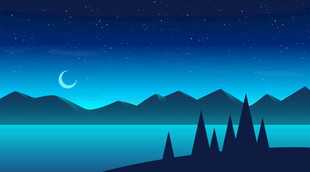 夜晚湖泊风景
